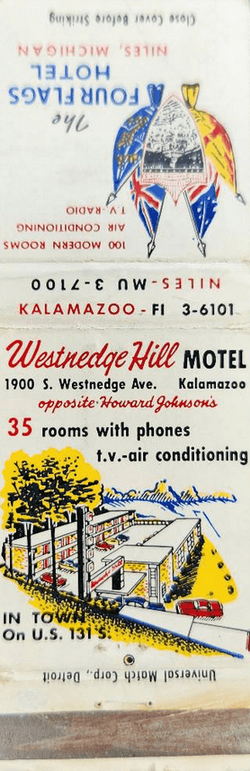 Kalamazoo Inn Motel (Westnedge Hill Motel) - Matchbook (newer photo)